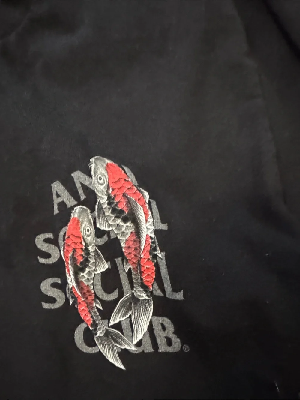 Anti Social Social Club Black Tee with Red and Gray Koi Graphic